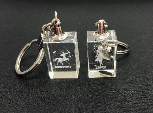 Crystal Laser Engraved 3D Zodiac Signs Keychain